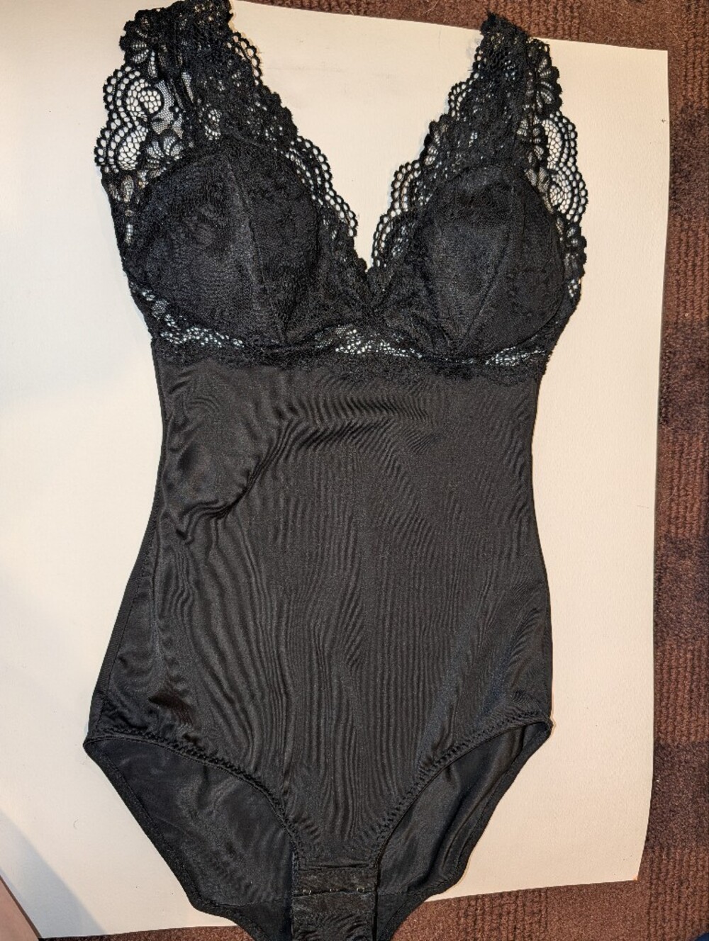 Skinnygirl Black Lace Trim Shapewear Bodysuit